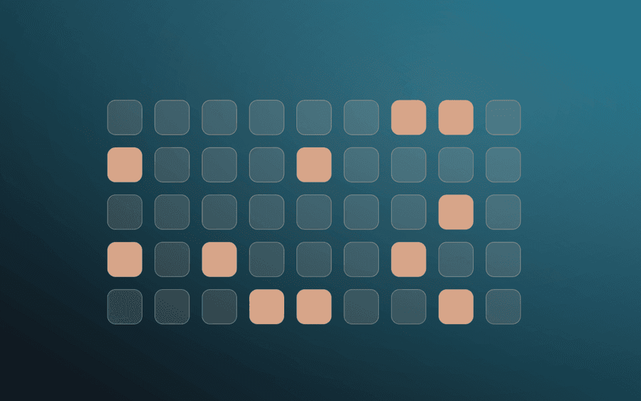 Abstract cover art: a grid of tiles with a scattered few highlighted