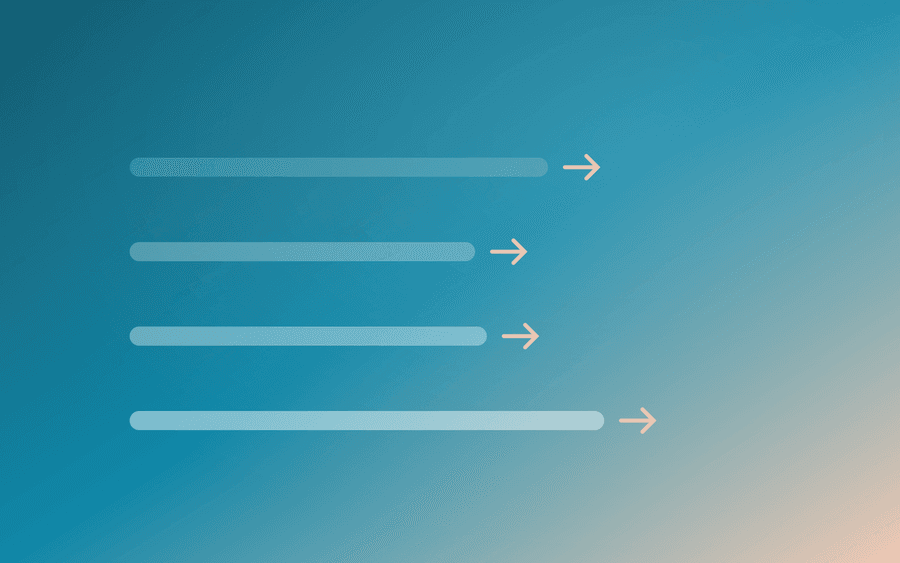 Abstract cover art: bars flowing rightward into arrows