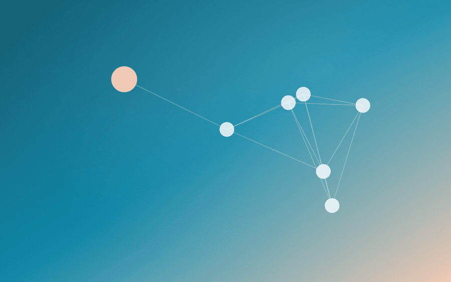 Abstract cover art: a network of nodes on a warm background