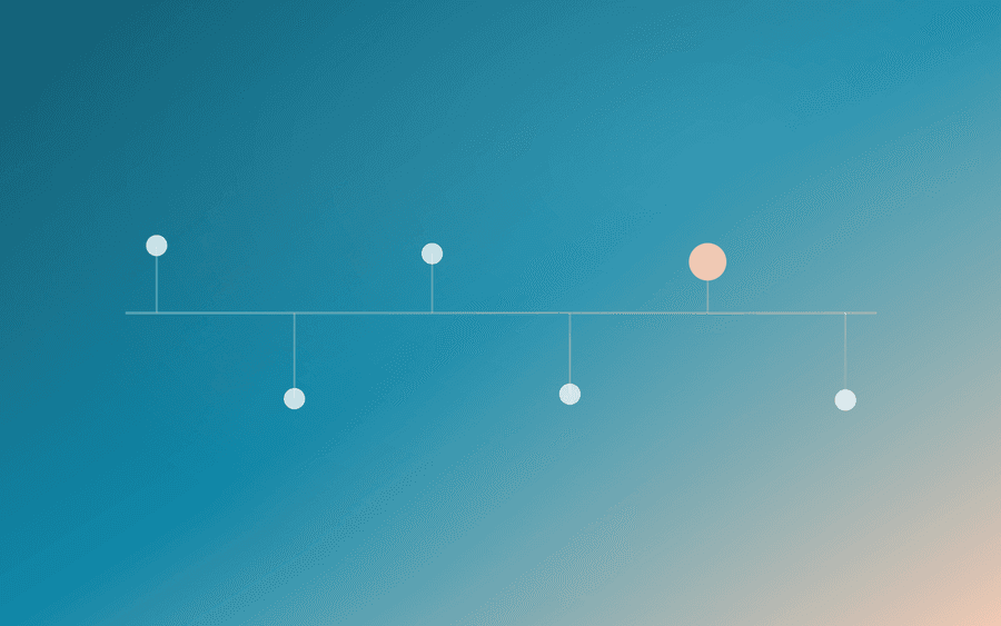 Abstract cover art: a timeline motif on a warm background