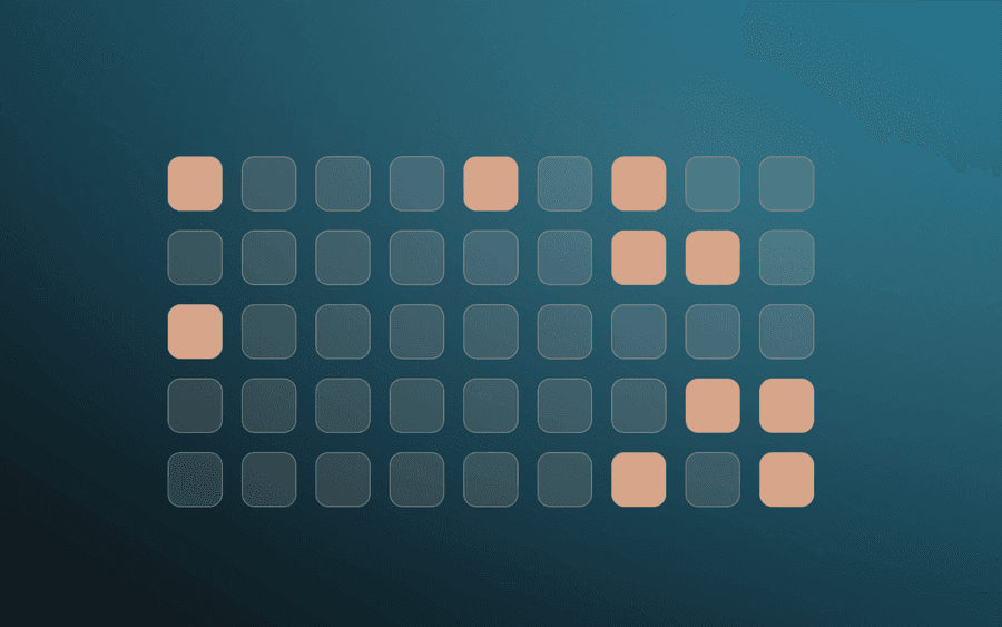 Abstract cover art: a grid pattern on a dark ink background