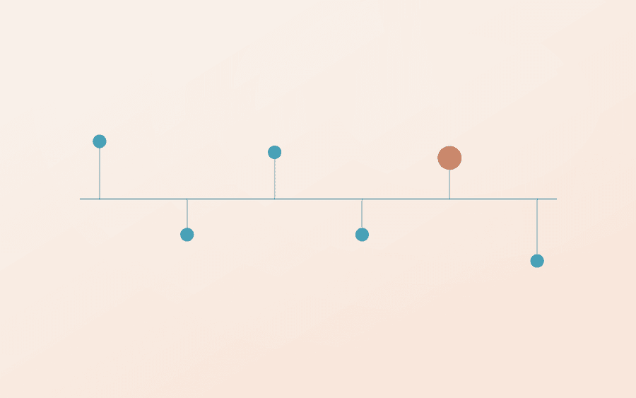 Abstract cover art: a timeline motif on a deep background