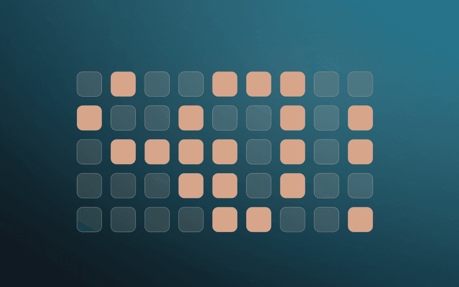 Abstract cover art: a grid motif on a warm background