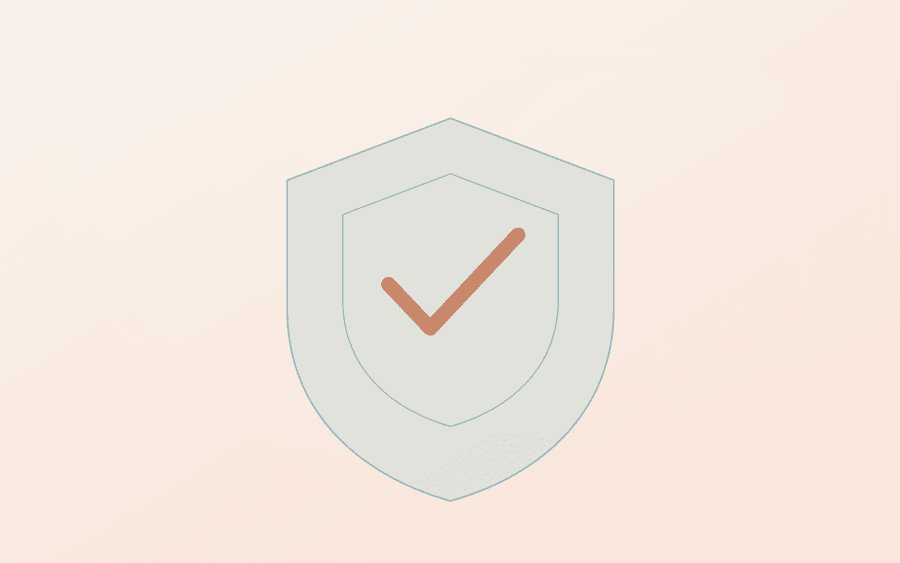 Abstract cover art: a shield outline over a soft grid
