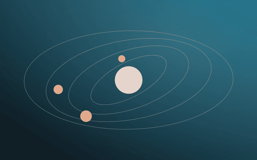 Abstract cover art: an orbit motif on an ink background