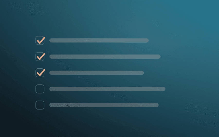 Abstract cover art: a checklist motif on a deep ink background