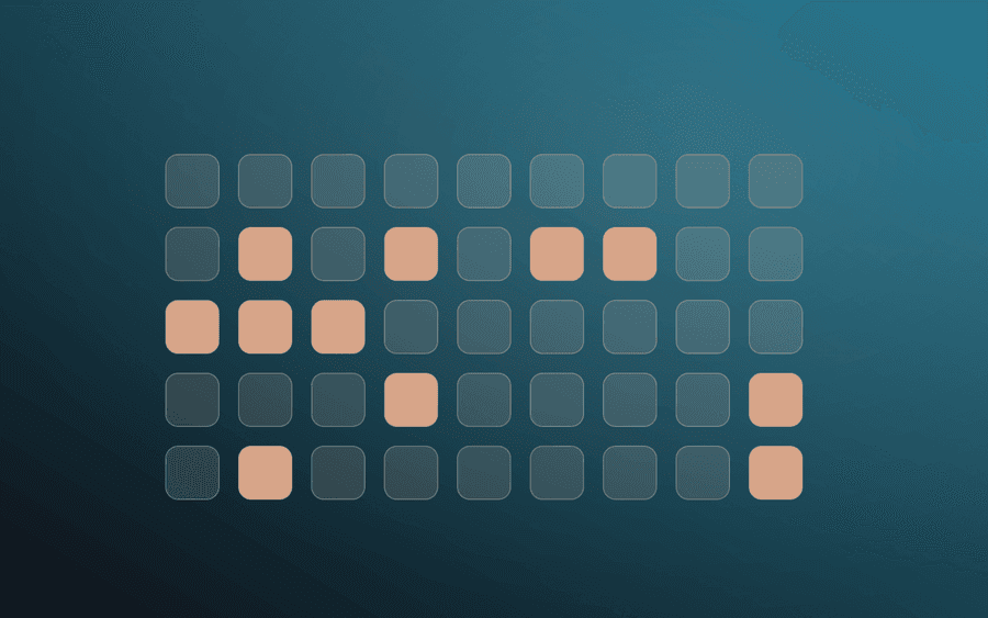 Abstract cover art: a grid motif on an ink background