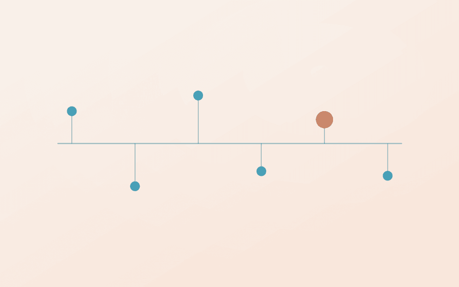 Abstract cover art: a timeline with milestone markers on a cream background