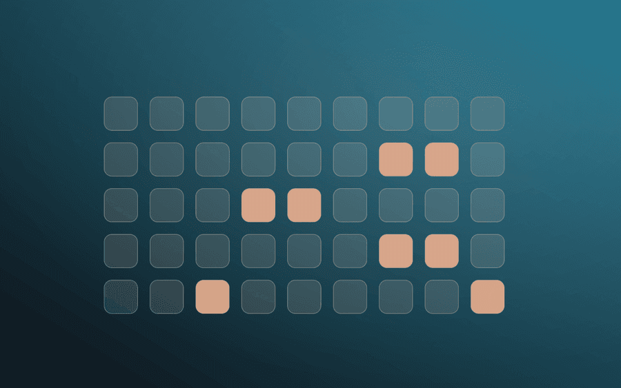 Abstract cover art: a regular grid motif on an ink background