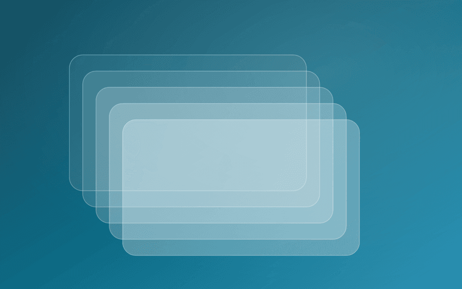 Abstract cover art: translucent panes layered over one another