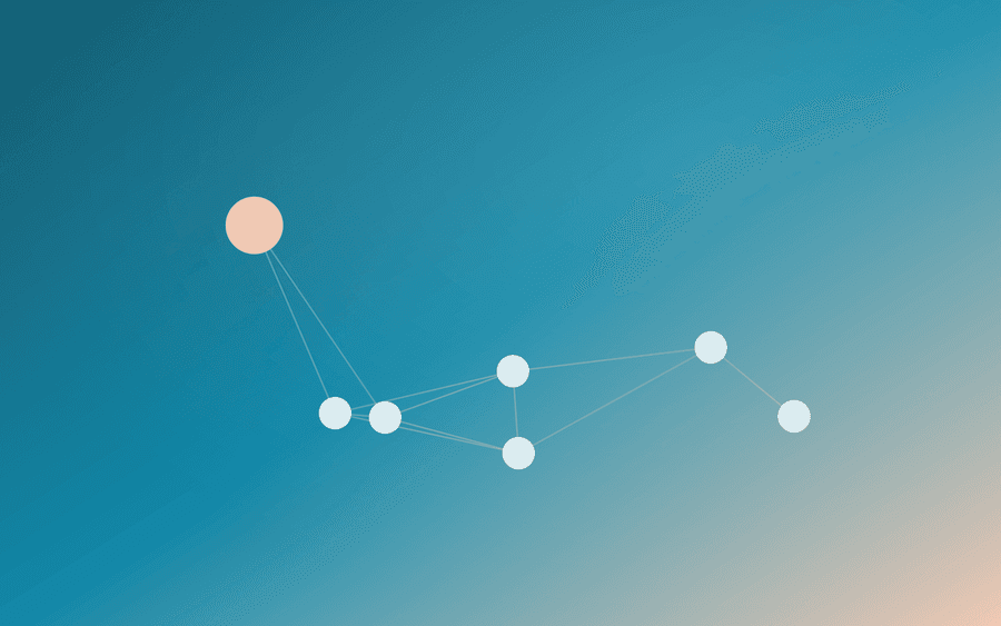 Abstract cover art: linked nodes branching across a warm background