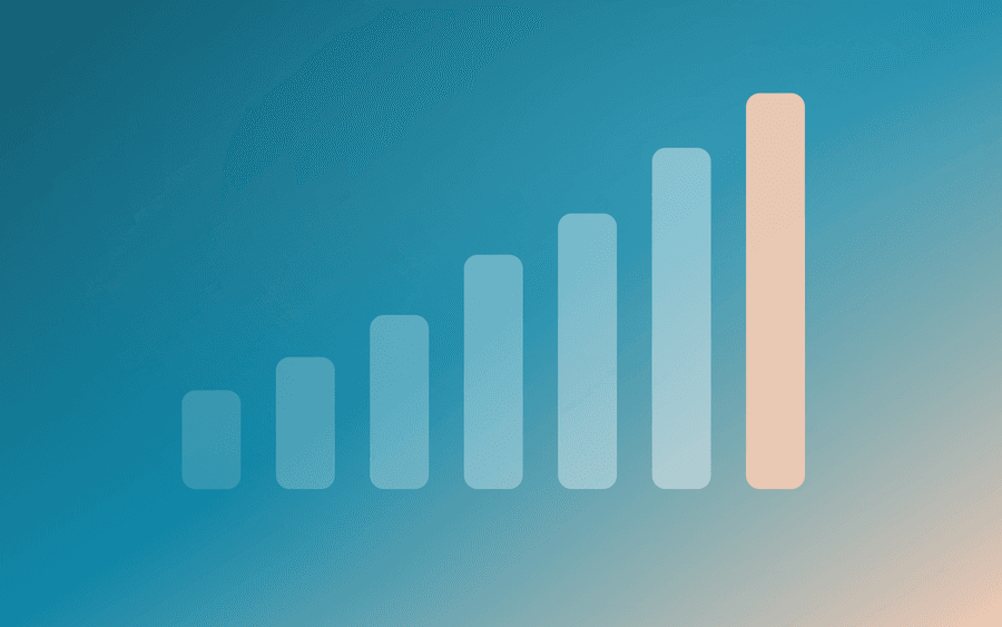 Abstract cover art: ascending bars rising left to right