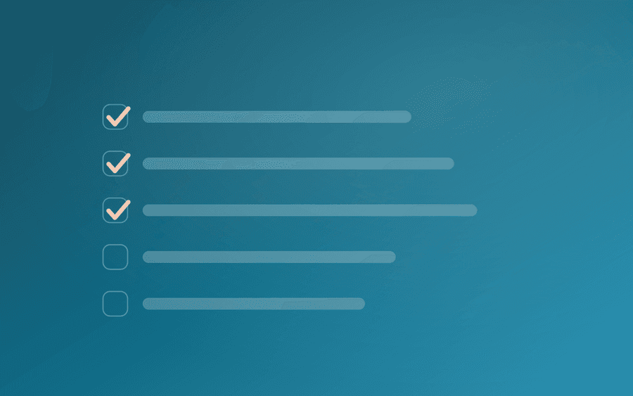 Abstract cover art: a checklist with the first items ticked