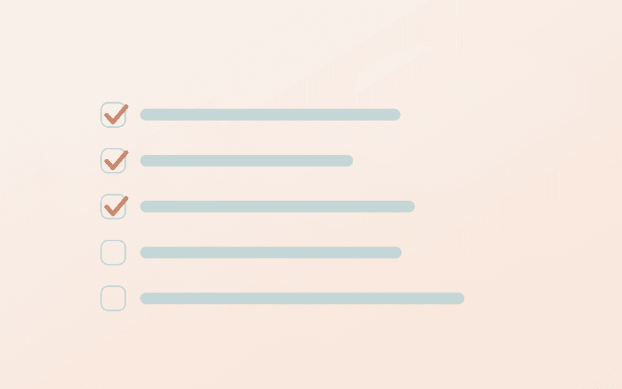 Abstract cover art: a checklist with the first items ticked
