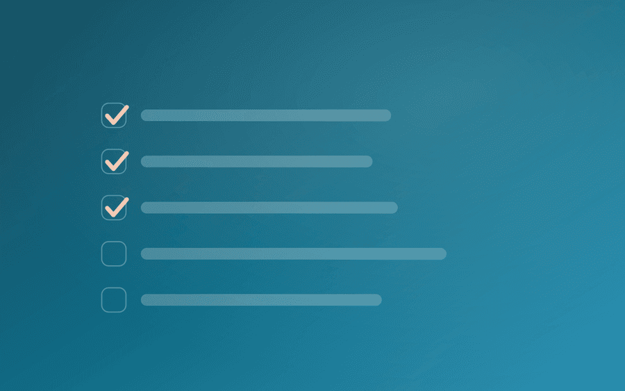 Abstract cover art: a checklist grid on a deep background