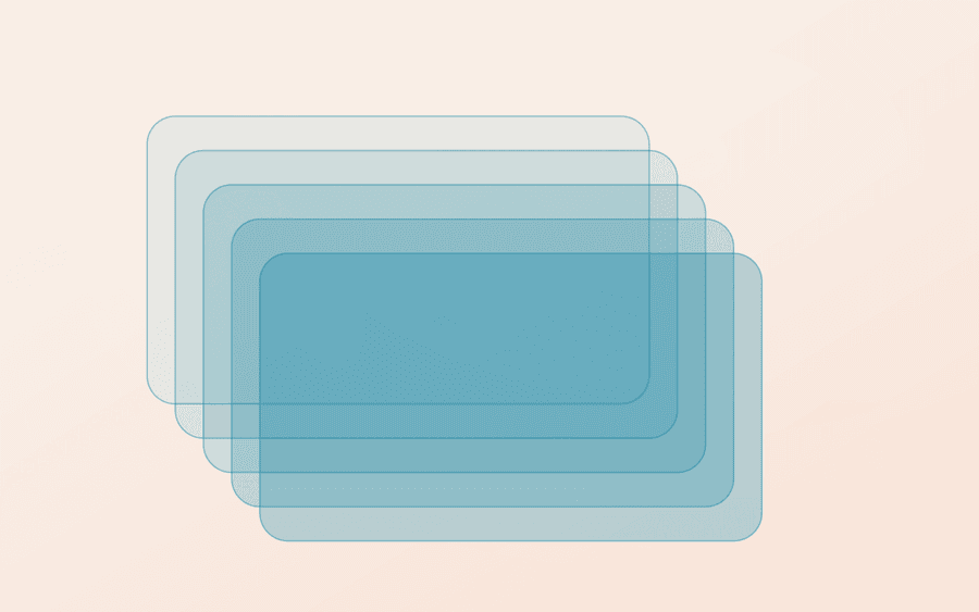 Abstract cover art: overlapping panes on a cream background