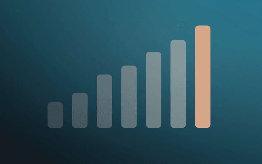 Abstract cover art: ascending bars rising left to right