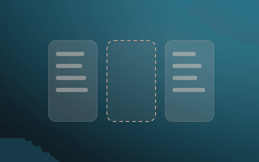 Abstract cover art: nested frames on an ink black background
