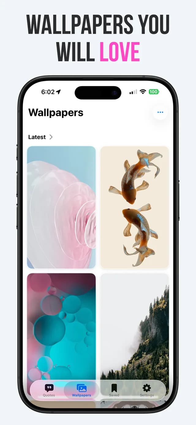 The Motiva wallpaper gallery showing a four-up grid of downloadable backgrounds