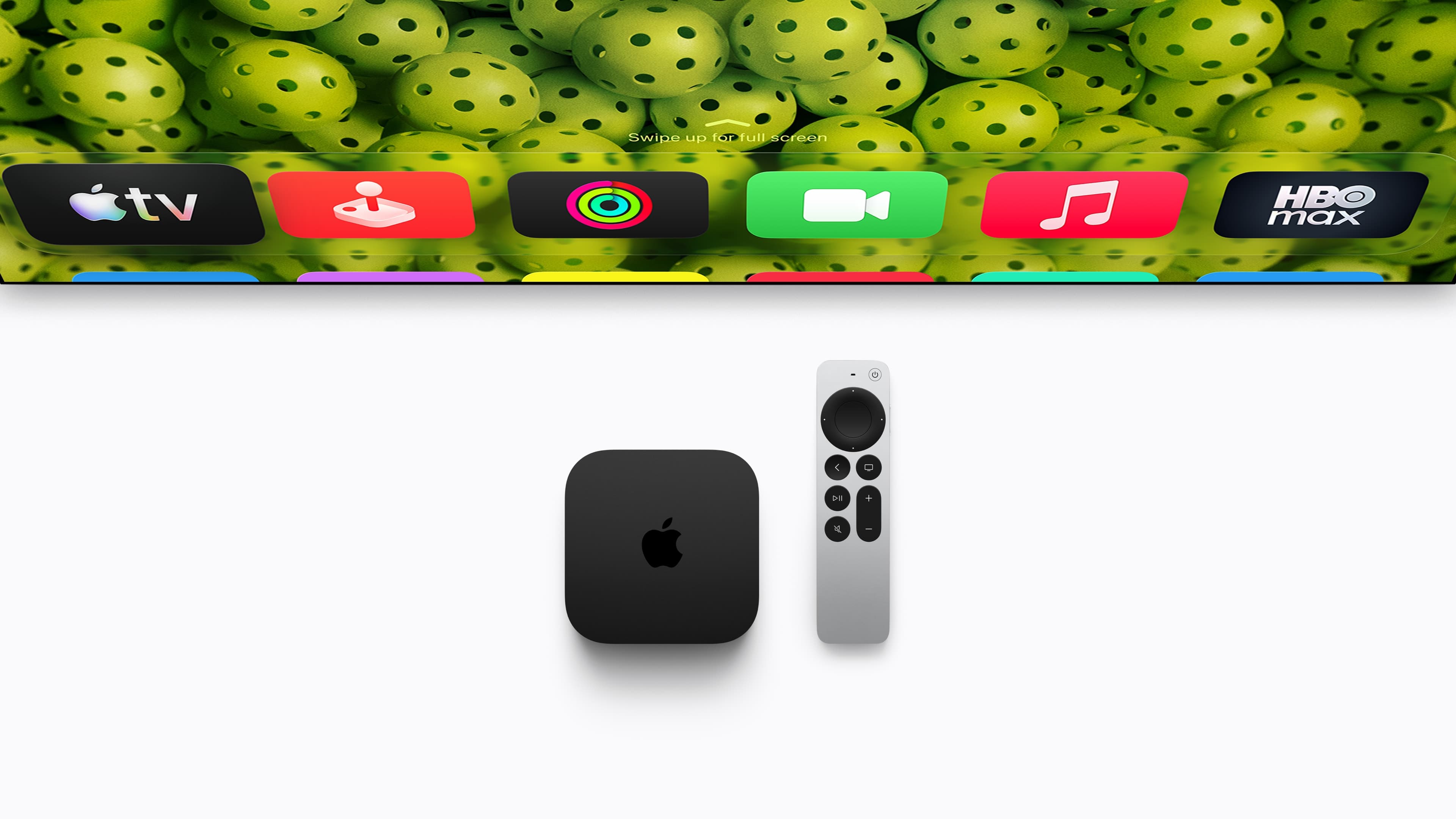 The fourth-generation Apple TV 4K and its Siri Remote. It is the only Apple TV that can drive four HomePods as a surround system. Image: Apple Newsroom.